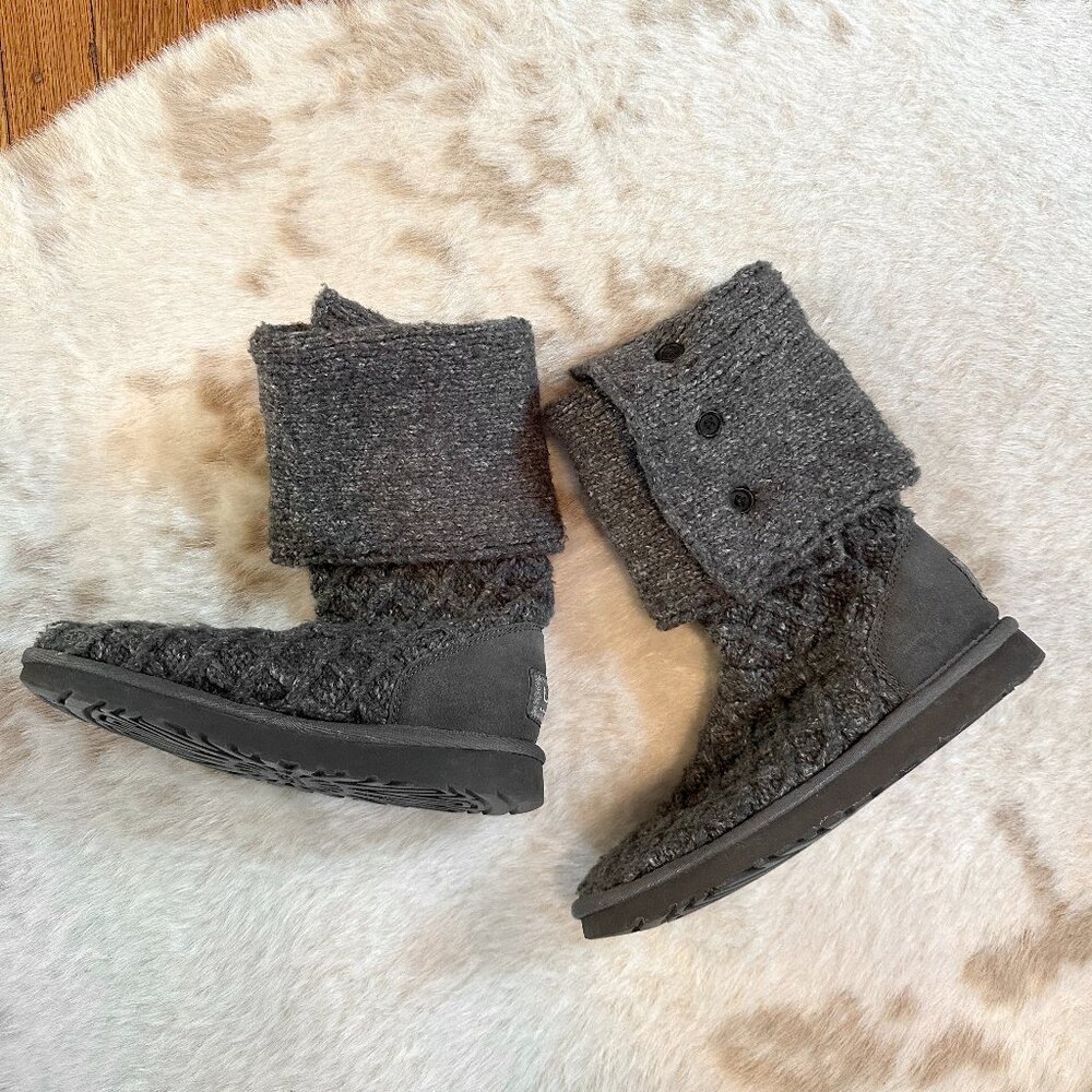 UGG Gray Knit Button Boots